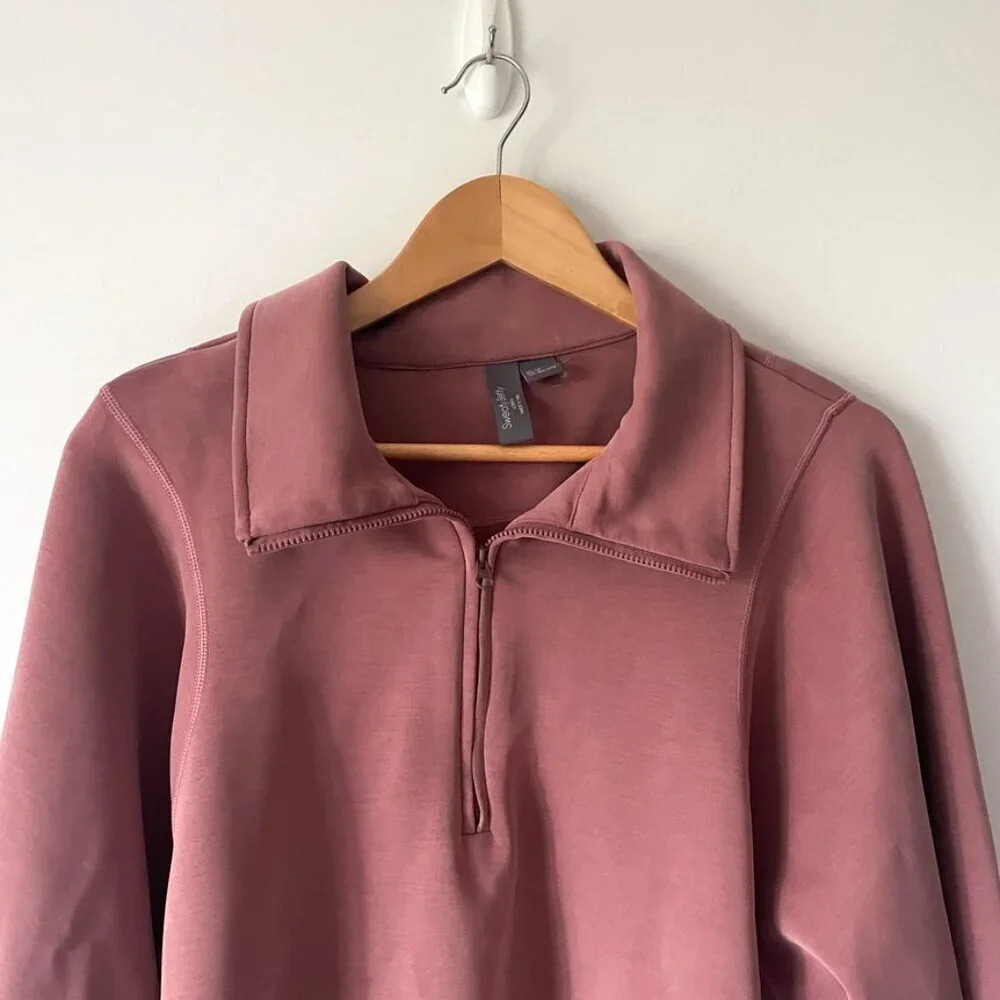 Sweaty Betty Sand Wash Half-Zip Sweatshirt Mauve Pink Size 16 - Picture 6 of 10